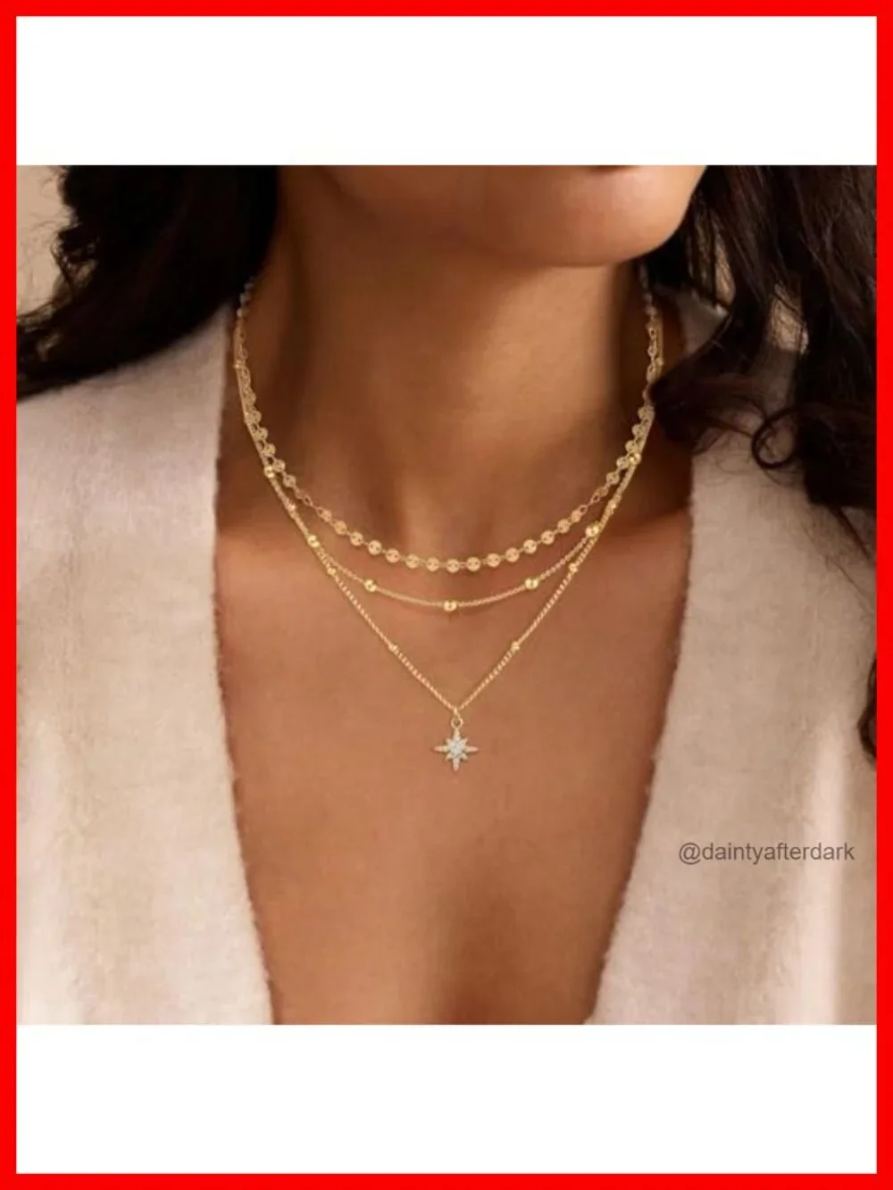 14k Gold Plated Layered Dainty Necklace Set 3-Piece Stack Choker Pendant